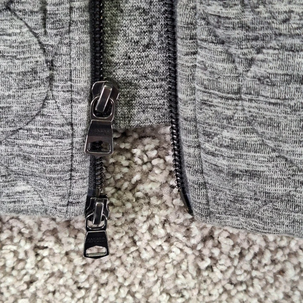 Banana Republic Quilted Hoodie Men's Medium Gray Long Sleeve Drawstring Full Zip